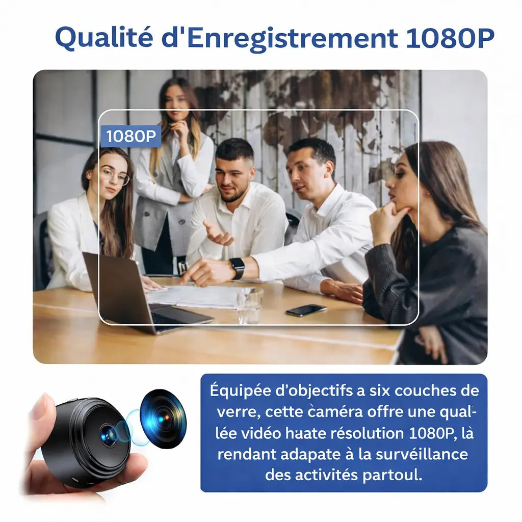 SecureMini | Mini Caméra WiFi HD 1080p Sans Fil – Vision Nocturne et Surveillance Intérieure