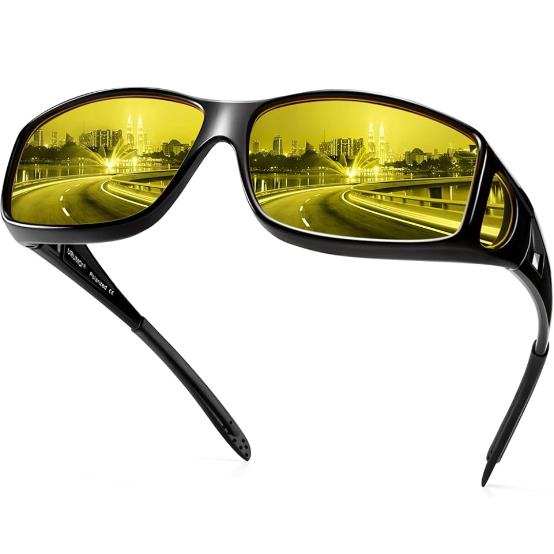 LuGlass | Lunettes de Conduite Nocturne Polarisées Anti-Éblouissement – Verres Jaunes HD
