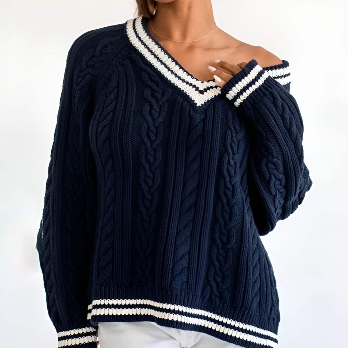 Pull Oversize à Motifs Torsadés pour Femmes - Vela Vici 🇫🇷