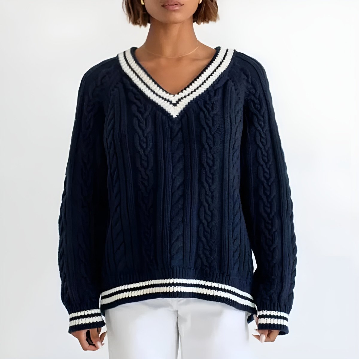 Pull Oversize à Motifs Torsadés pour Femmes - Vela Vici 🇫🇷