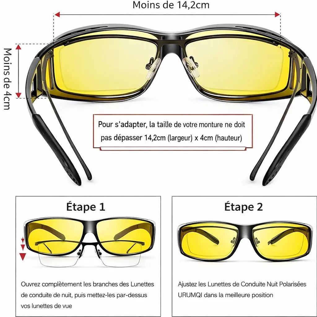LuGlass | Lunettes de Conduite Nocturne Polarisées Anti-Éblouissement – Verres Jaunes HD