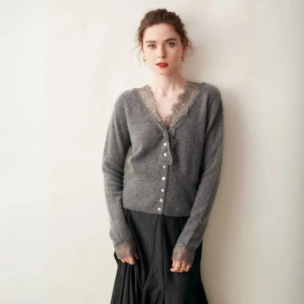 Cardigan Femme avec Détails en Dentelle - Vela Vici 🇫🇷